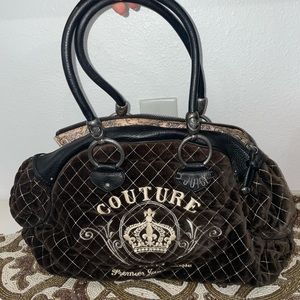 Velvet dark brown handbag Juicy Couture slouch
